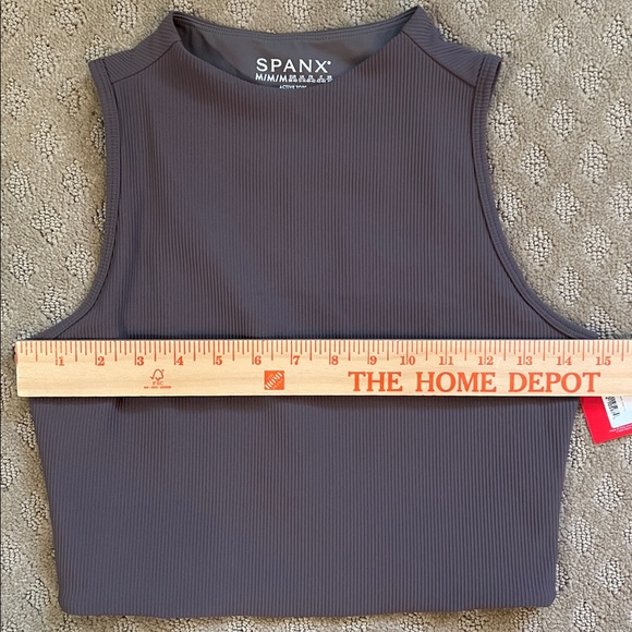 NEW SPANX Brown Contour Ribbed Mock Neck Crop Top - Picture 7 of 8